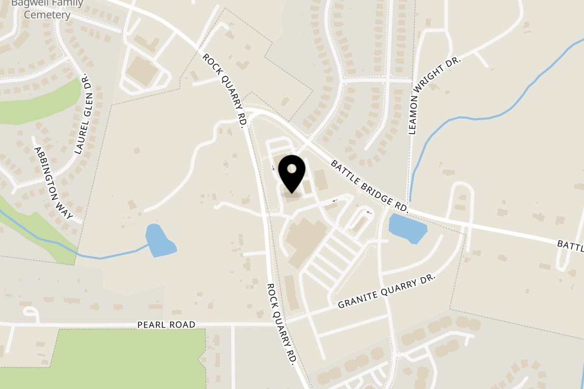 Map showing the location of Elle Et Moi Cuisine LLC on 6109 Rock Quarry Rd Suit 105 in Raleigh